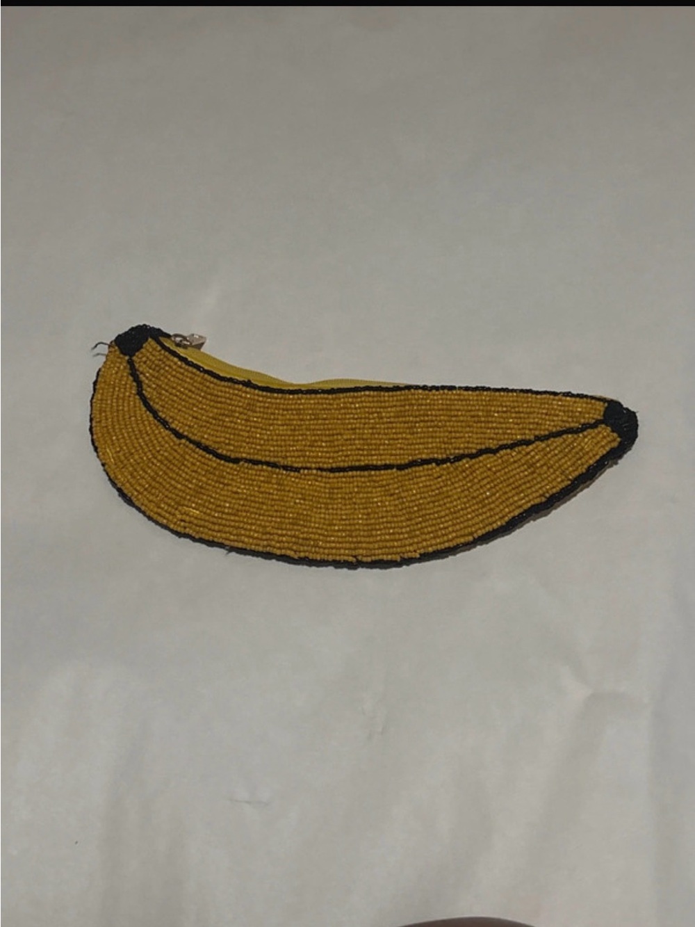 Jenny Lemons Beaded Banana Clutch - Yellow with Black Trim